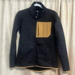 Ascend Women's Navy Blue Tan Detail Full Zip Fleece Pullover Women's Size‎ Small